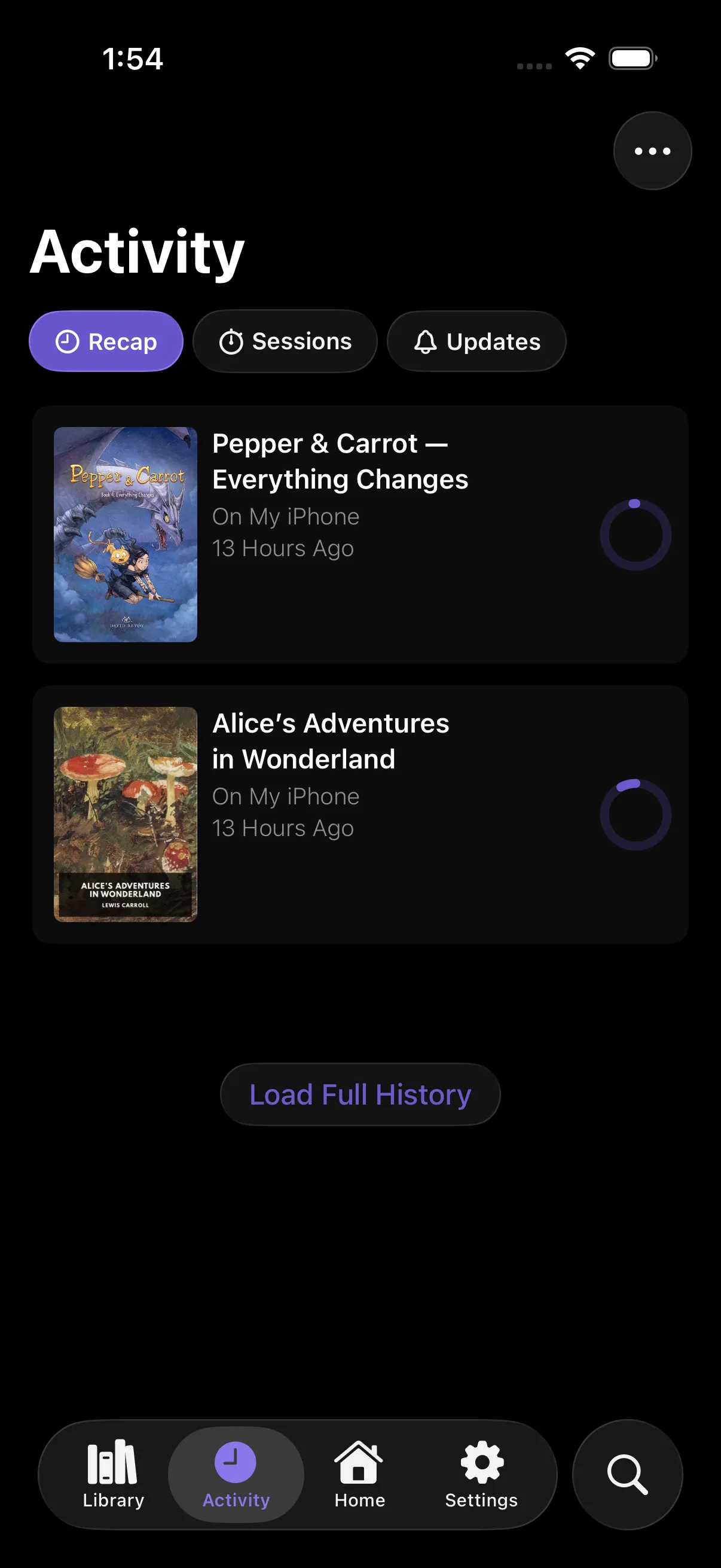 Reading history for local files